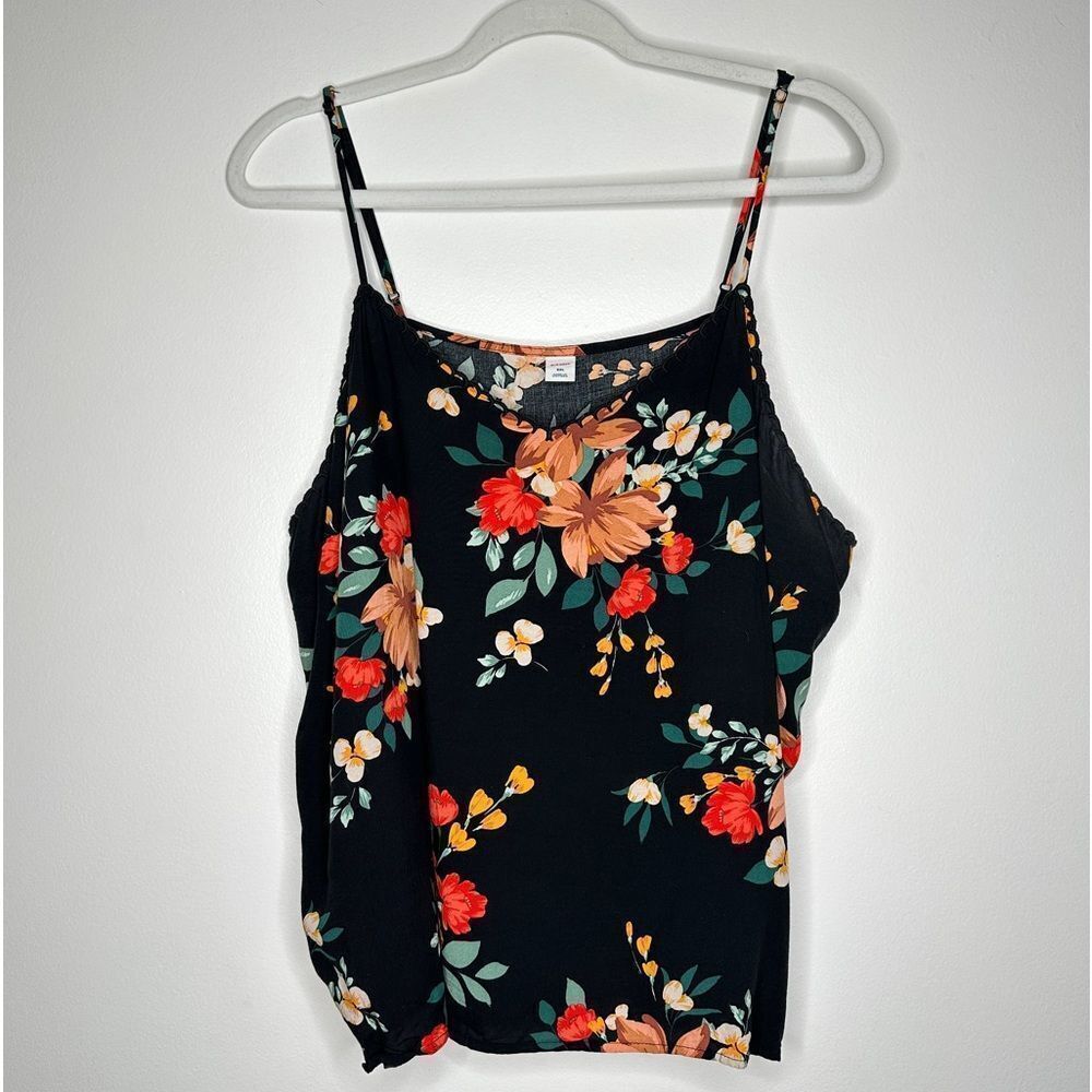 Old Navy Black Floral Spaghetti‎ Strap Blouse Tank Top